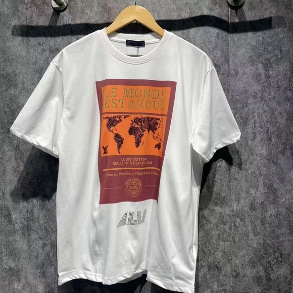 Louis Vuitton White and Brown World Map T-Shirt - Picture 1 of 7